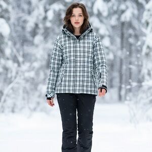 Women’s The North Face Winter Ski Coat Checkered Weatherproof Size L